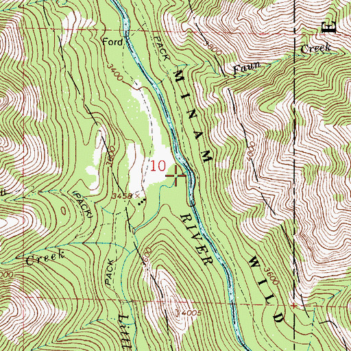 Topographic Map of Little Minam River, OR