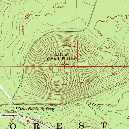 Topographic Map of Little Odell Butte, OR
