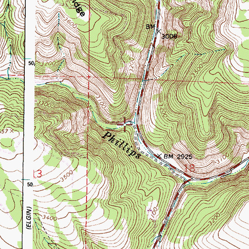 Topographic Map of Little Phillips Creek, OR