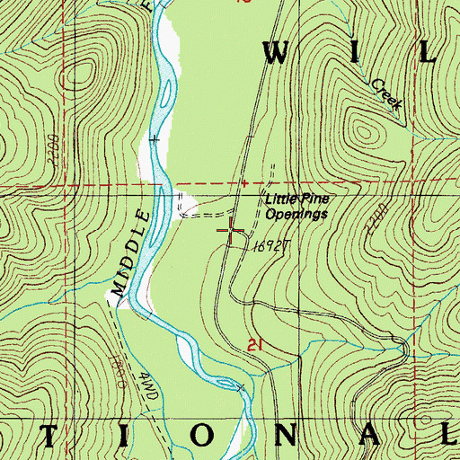 Topographic Map of Little Pine Openings, OR
