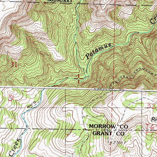 Topographic Map of Little Potamus Creek, OR