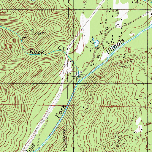 Topographic Map of Little Rock Creek, OR