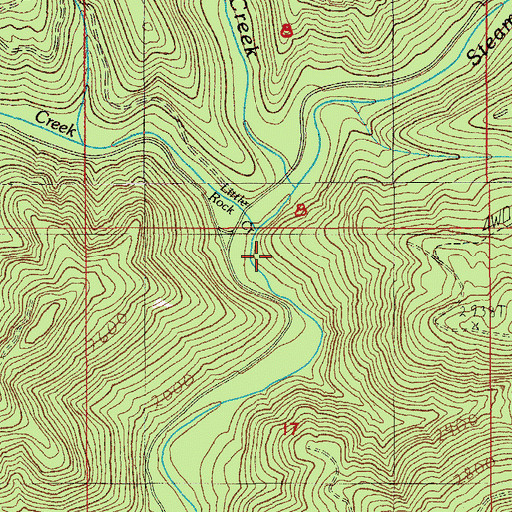 Topographic Map of Little Rock Creek, OR