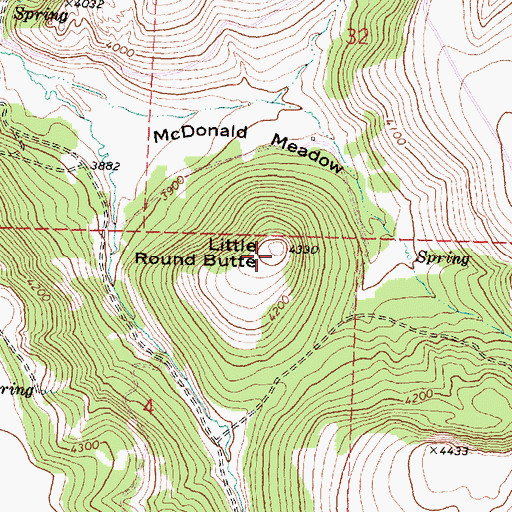 Topographic Map of Little Round Butte, OR