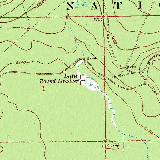 Topographic Map of Little Round Meadow, OR