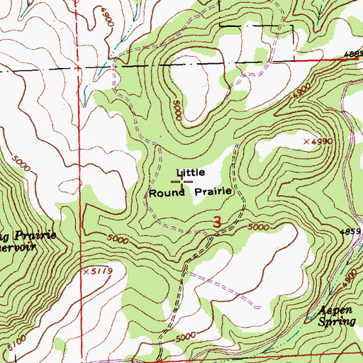 Topographic Map of Little Round Prairie, OR
