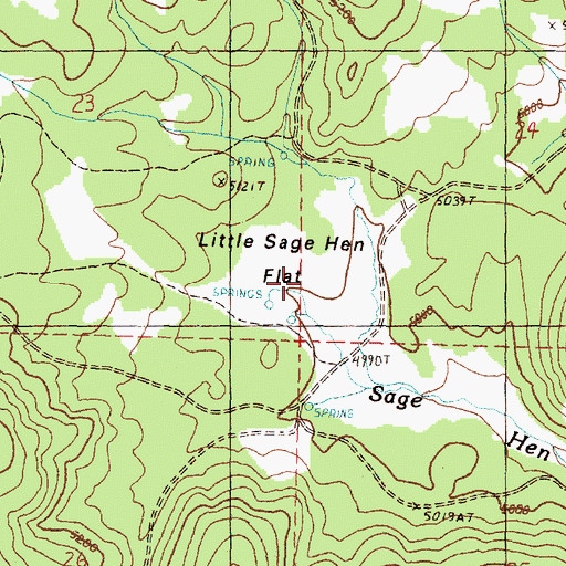 Topographic Map of Little Sage Hen Flat, OR