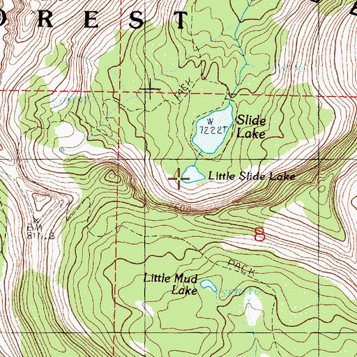 Topographic Map of Little Slide Lake, OR