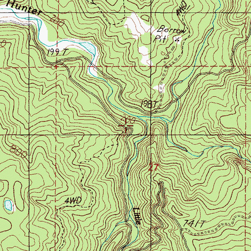 Topographic Map of Little South Fork Hunter Creek, OR