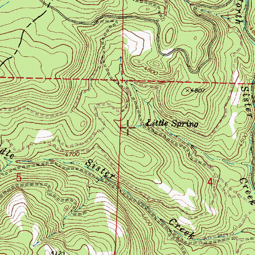 Topographic Map of Little Spring, OR