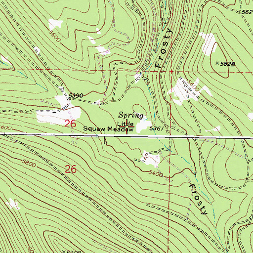 Topographic Map of Frosty Meadow, OR