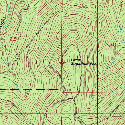 Topographic Map of Little Sugarloaf Peak, OR