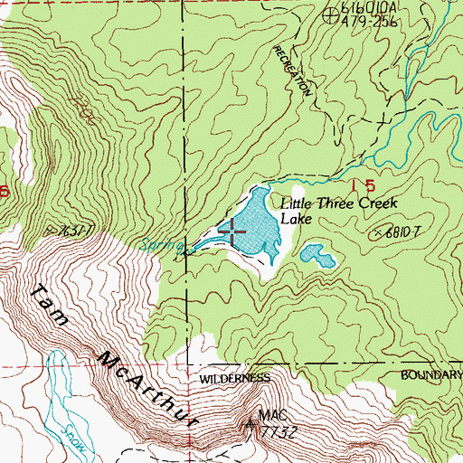 Topographic Map of Little Three Creek Lake, OR