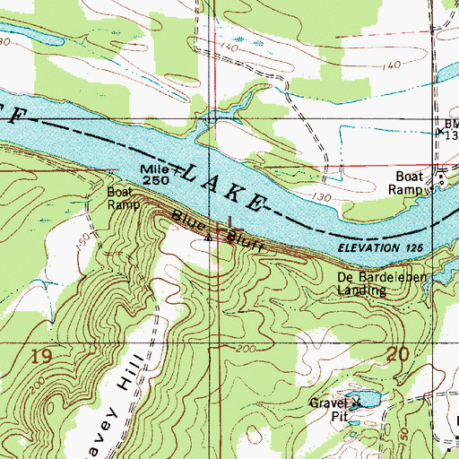 Topographic Map of Blue Bluff, AL