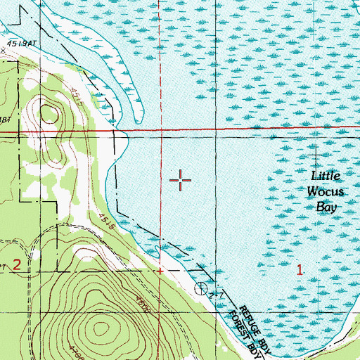 Topographic Map of Little Wocus Bay, OR