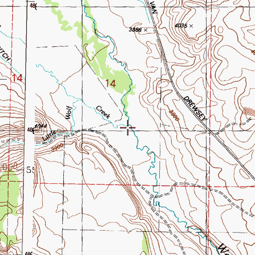 Topographic Map of Little Wolf Creek, OR