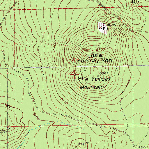 Topographic Map of Little Yamsay Mountain, OR