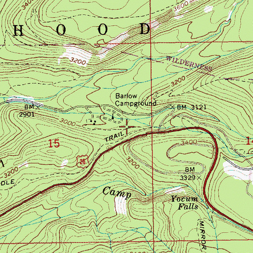 Topographic Map of Little Zigzag Canyon, OR