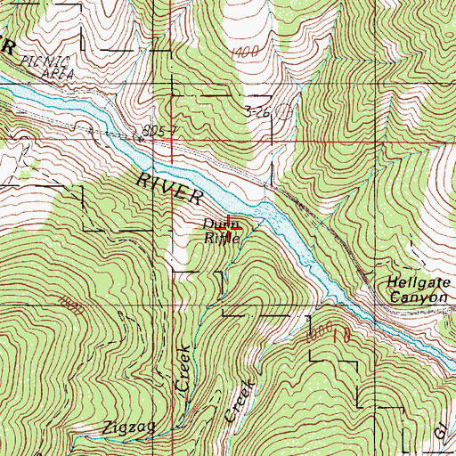Topographic Map of Little Zigzag Creek, OR