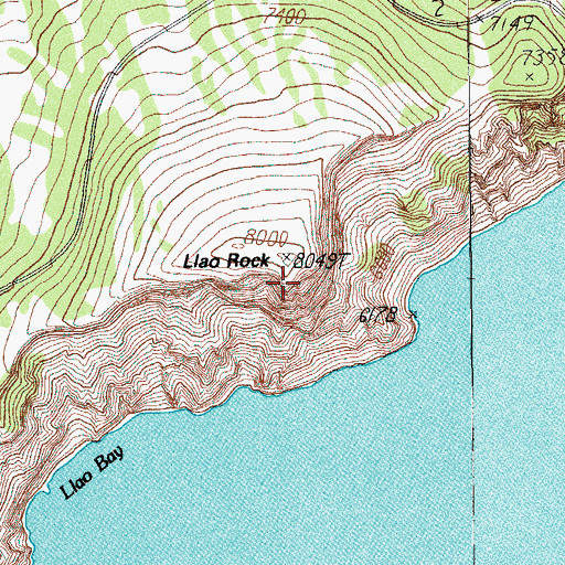 Topographic Map of Llao Rock, OR