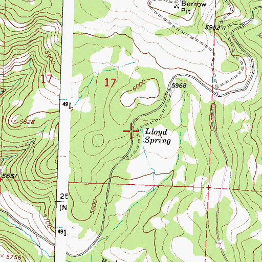 Topographic Map of Lloyd Spring, OR