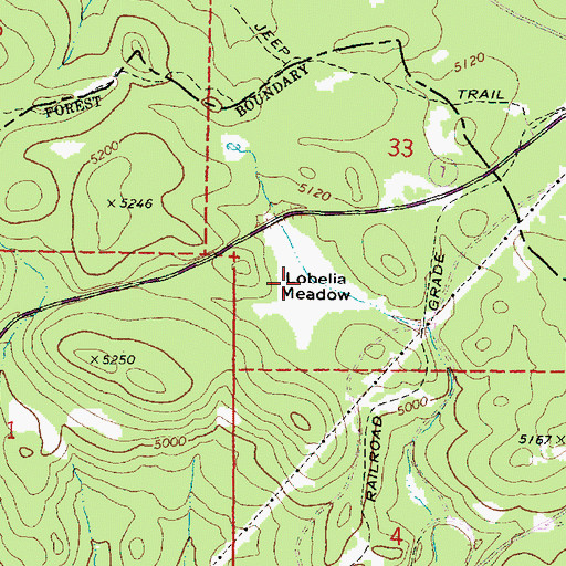Topographic Map of Lobelia Meadow, OR