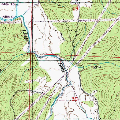 Topographic Map of Blue Branch, AL