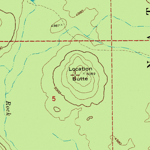 Topographic Map of Location Butte, OR