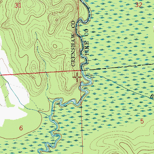 Topographic Map of Blue Creek, AL