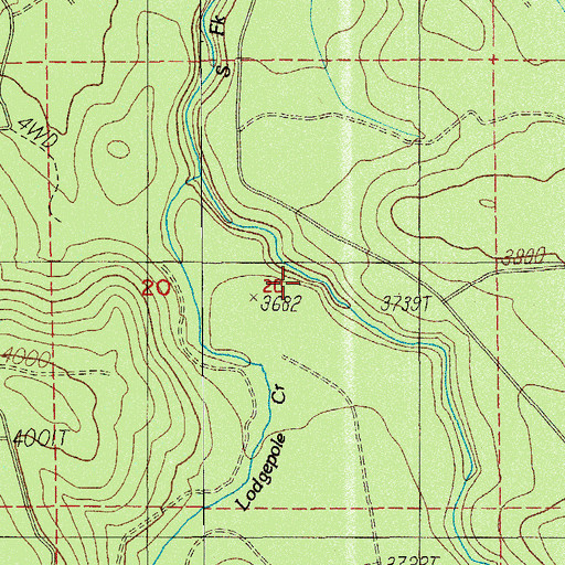Topographic Map of Lodgepole Creek, OR