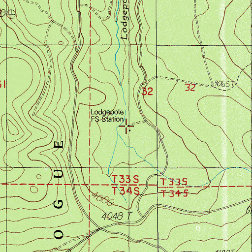 Topographic Map of Lodgepole Guard Station, OR