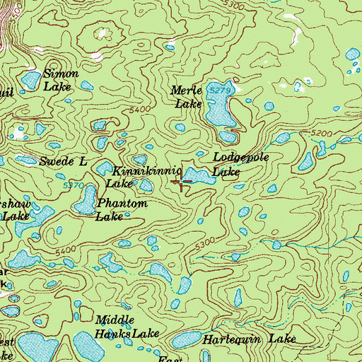 Topographic Map of Lodgepole Lake, OR