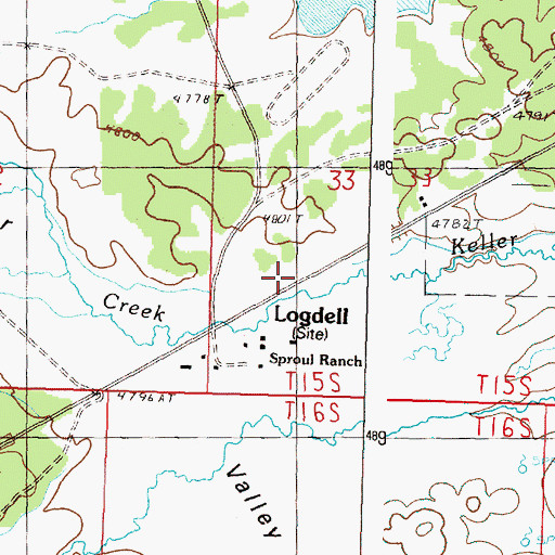 Topographic Map of Logdell, OR