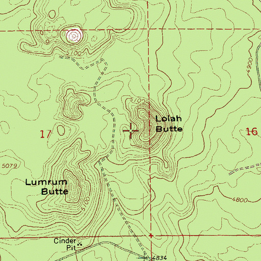 Topographic Map of Lolah Butte, OR