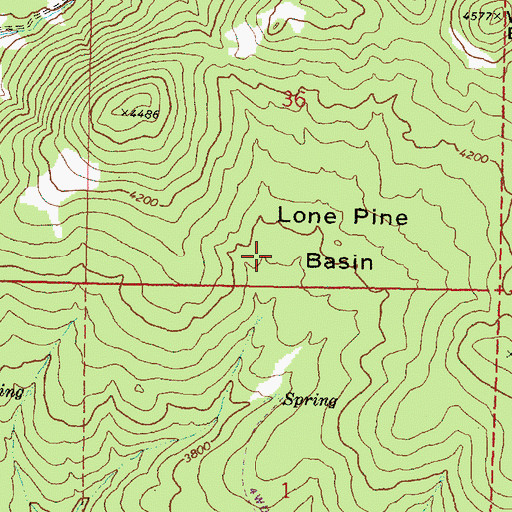 Topographic Map of Lone Pine Basin, OR