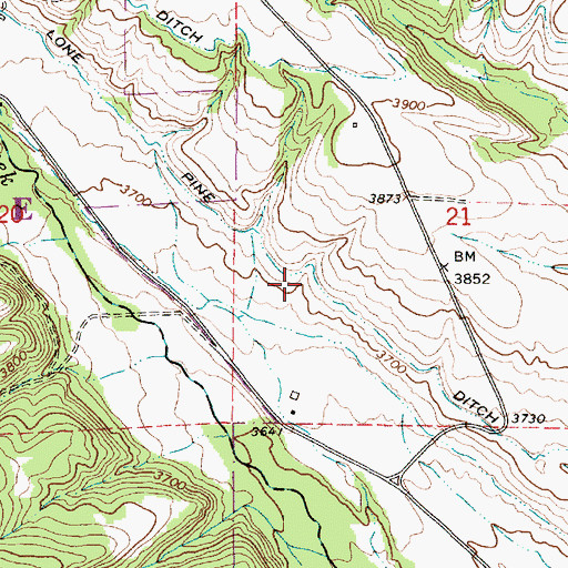 Topographic Map of Lone Pine Ditch, OR