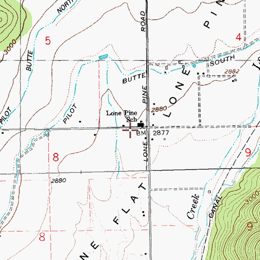 Topographic Map of Lone Pine School (historical), OR