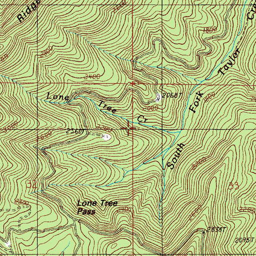 Topographic Map of Lone Tree Creek, OR