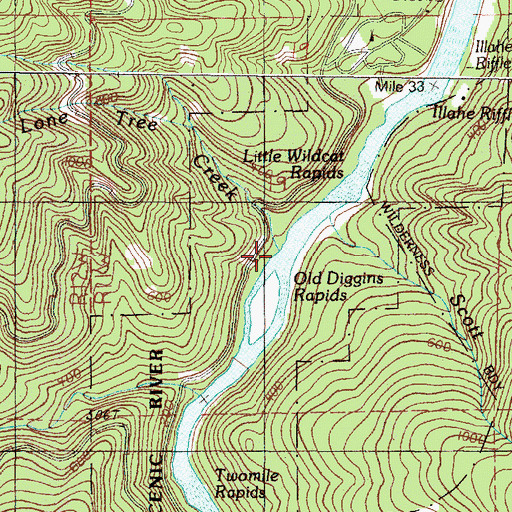 Topographic Map of Lone Tree Creek, OR