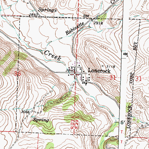 Topographic Map of Lonerock, OR