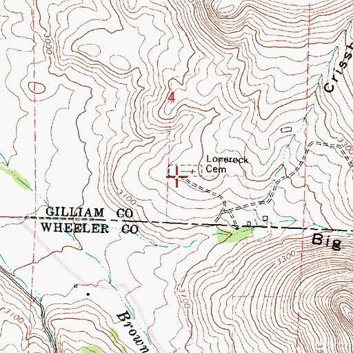 Topographic Map of Lonerock Cemetery, OR