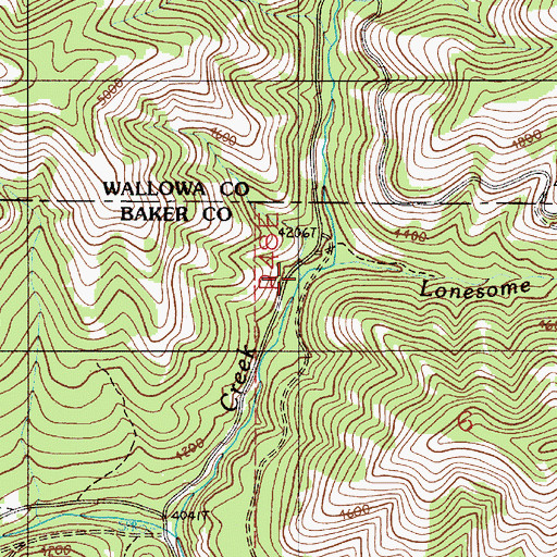 Topographic Map of Lonesome Creek, OR