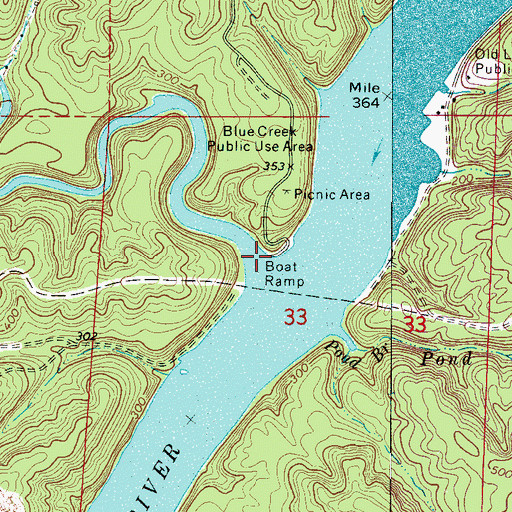 Topographic Map of Blue Creek, AL