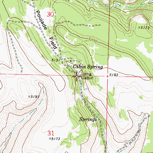 Topographic Map of Long Cabin, OR