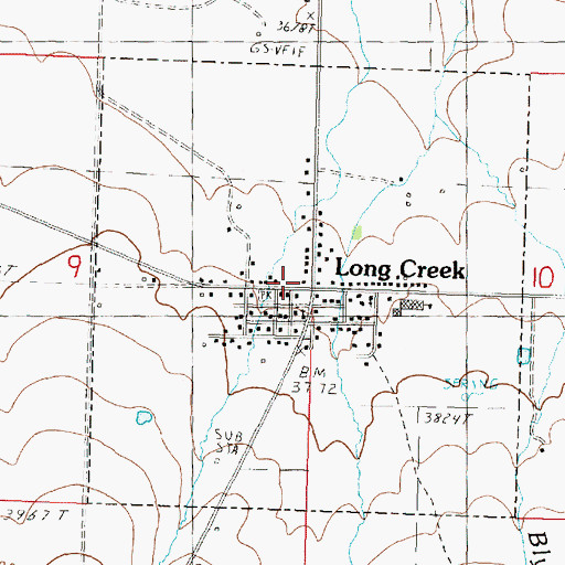 Topographic Map of Long Creek, OR