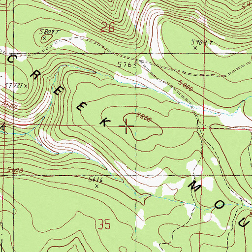 Topographic Map of Long Creek Mountain, OR