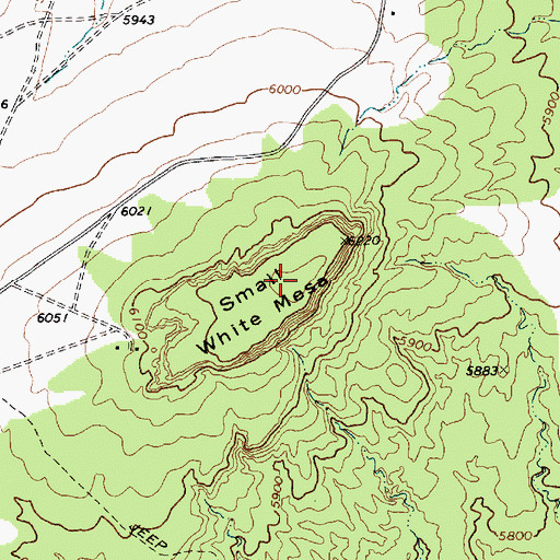 Topographic Map of Small White Mesa, AZ