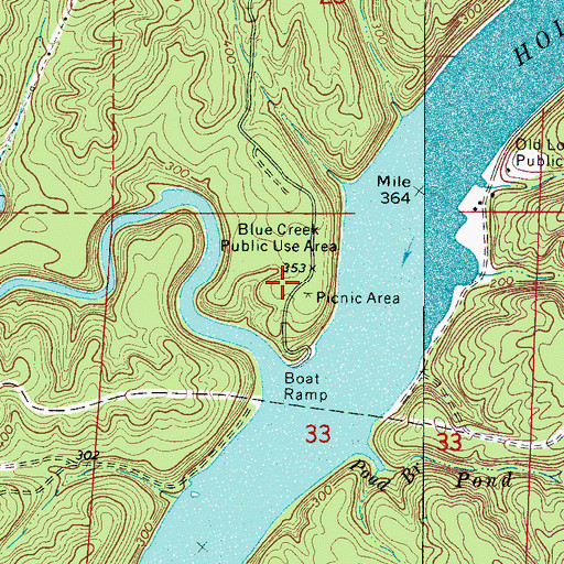 Topographic Map of Blue Creek Public Use Area, AL