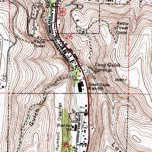 Topographic Map of Long Gulch, OR