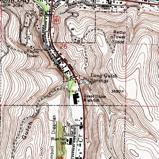 Topographic Map of Long Gulch Springs, OR